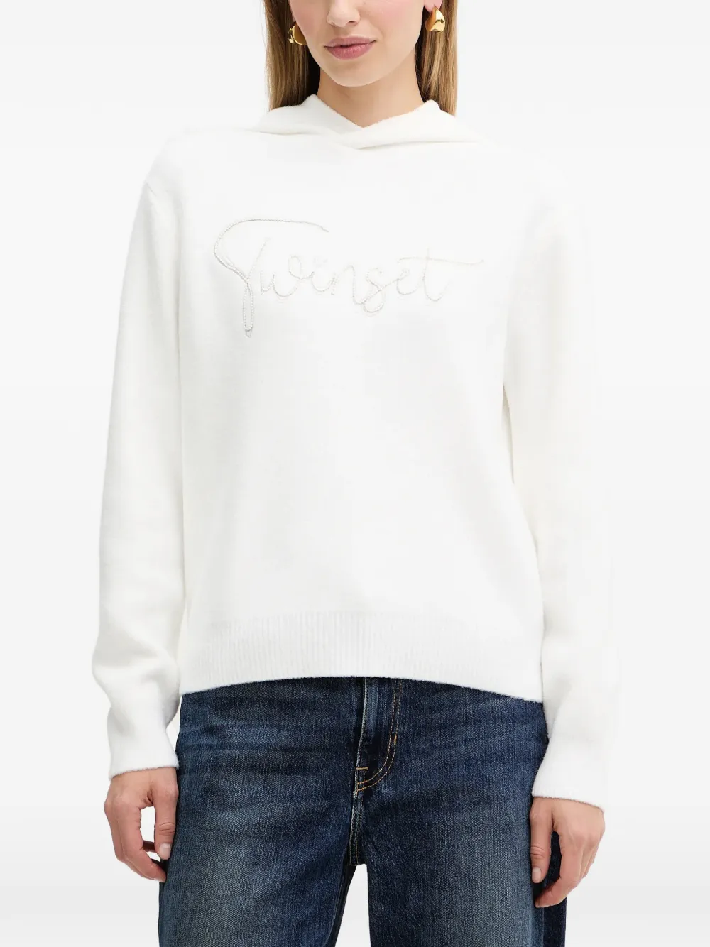 TWINSET beaded hoodie - Weiß