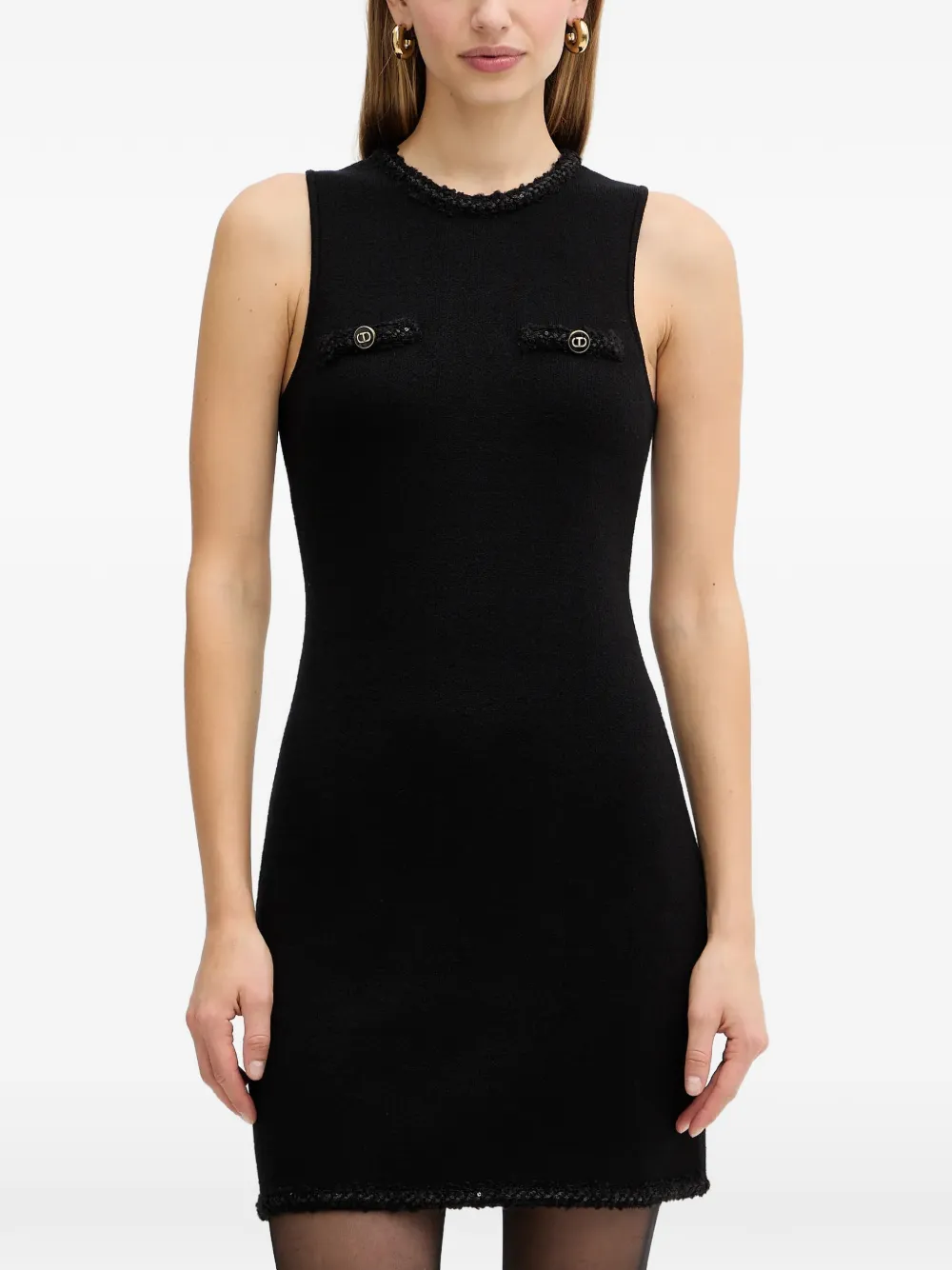 TWINSET button-detail trim mini dress - Nero
