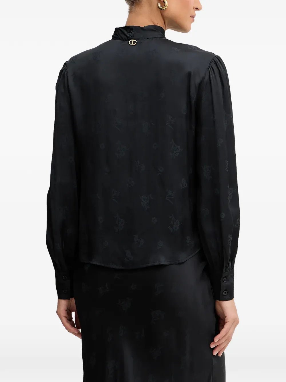 tie-neck floral-print top
