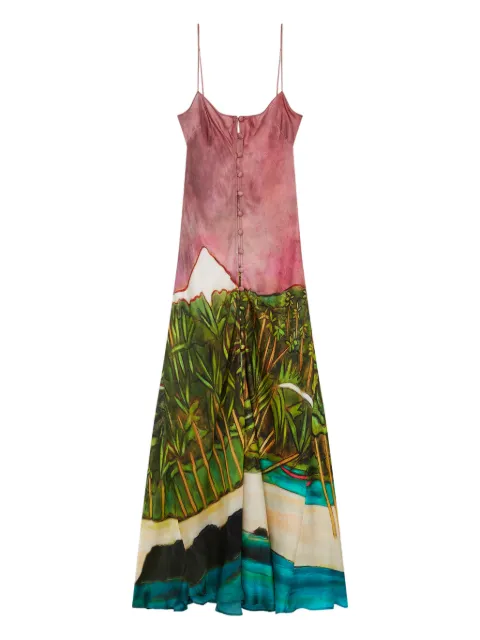 Donde Esteban La Sierra button printed midi dress