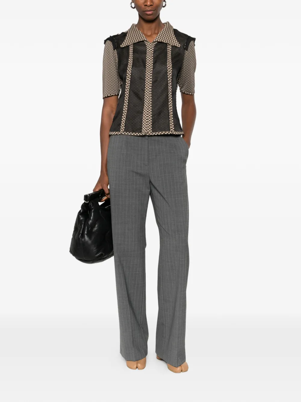 Maison Margiela Blouse met geruite vlakken - Zwart