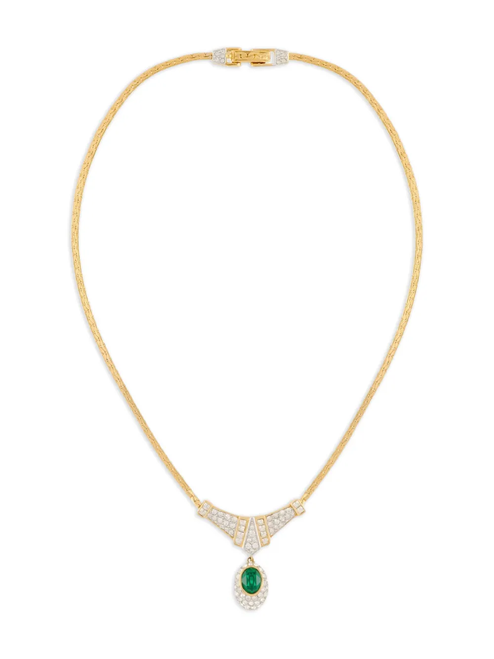 Susan Caplan Vintage 1980s Attwood & Sawyer emerald necklace - Oro