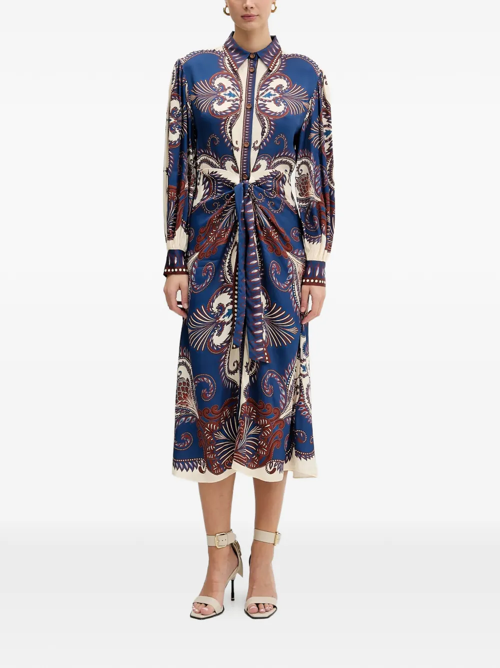 FARM Rio tie-waist midi dress - Blu