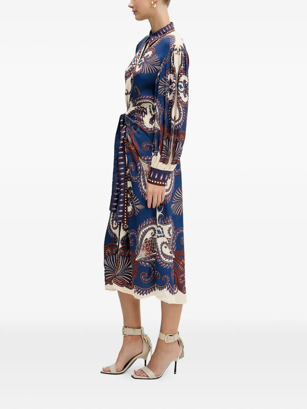 FARM Rio tie-waist midi dress - Blauw