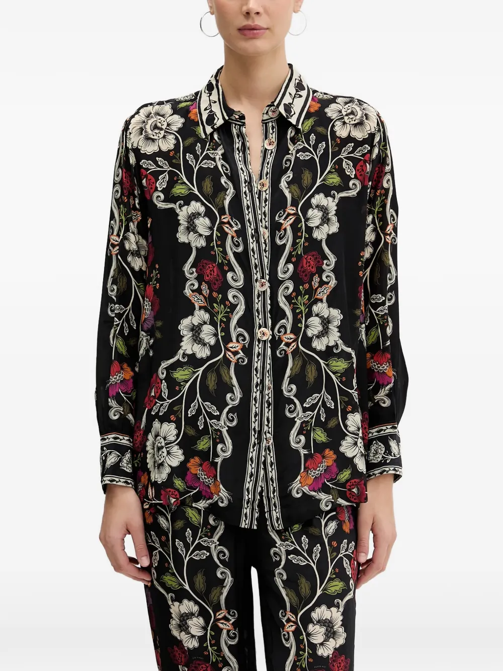 FARM Rio floral-print button-up shirt - Schwarz