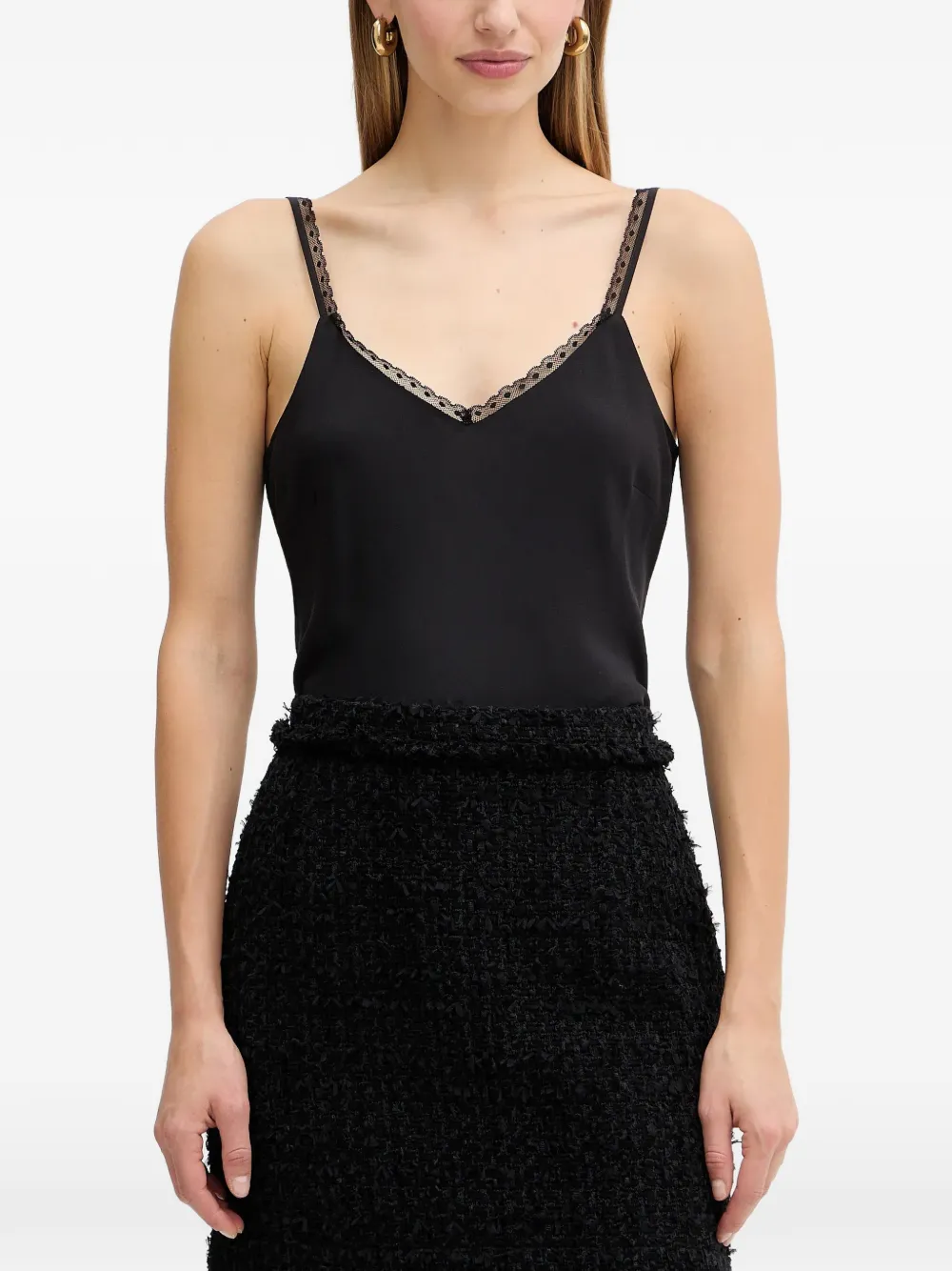 TWINSET Top con scollo a V - Nero