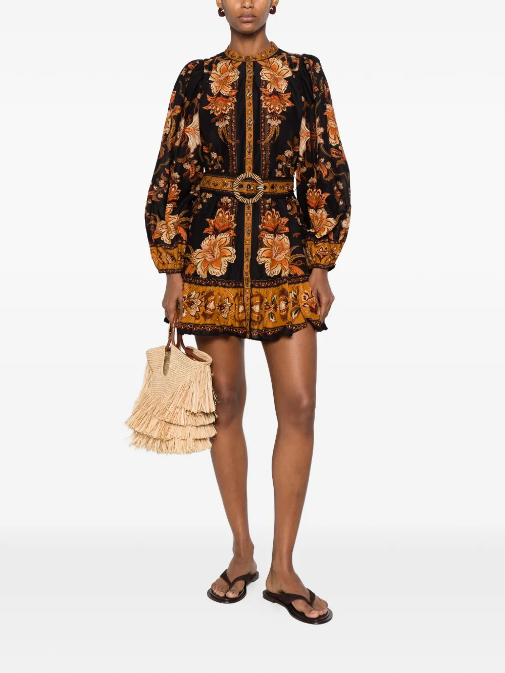 FARM Rio Majestic Garden mini-jurk Zwart