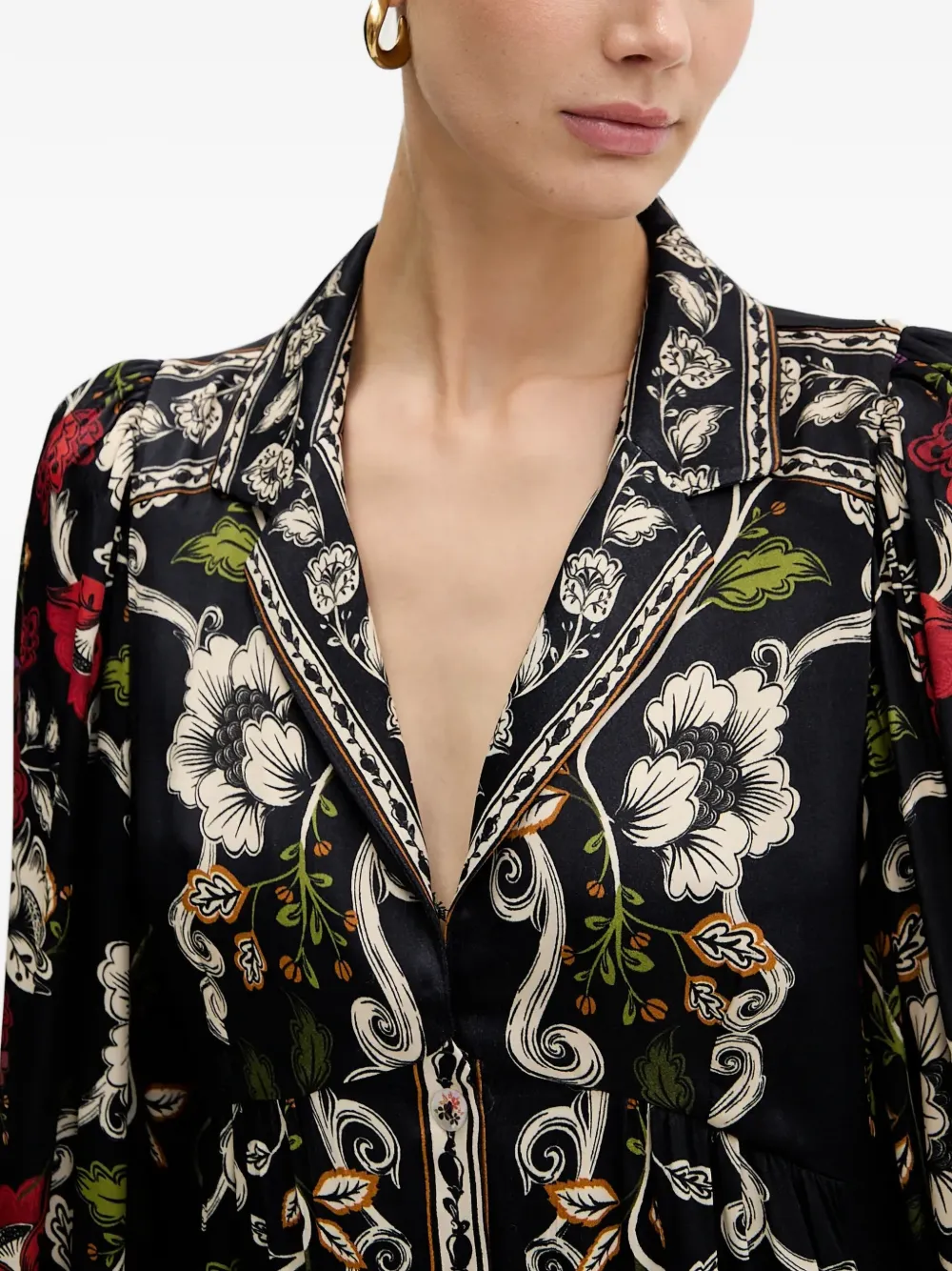 FARM Rio Rococo Flowers mini-jurk Zwart