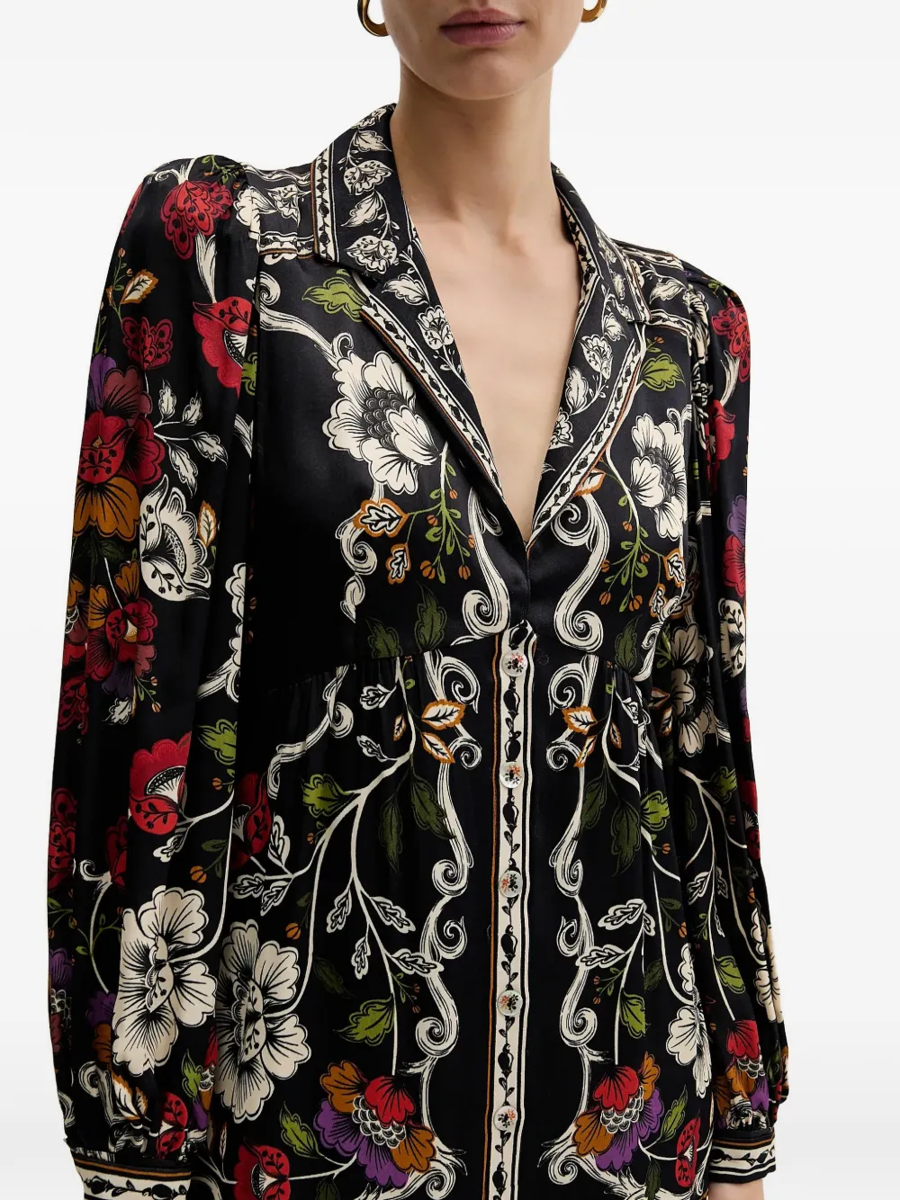 FARM Rio Rococo Flowers mini-jurk Zwart
