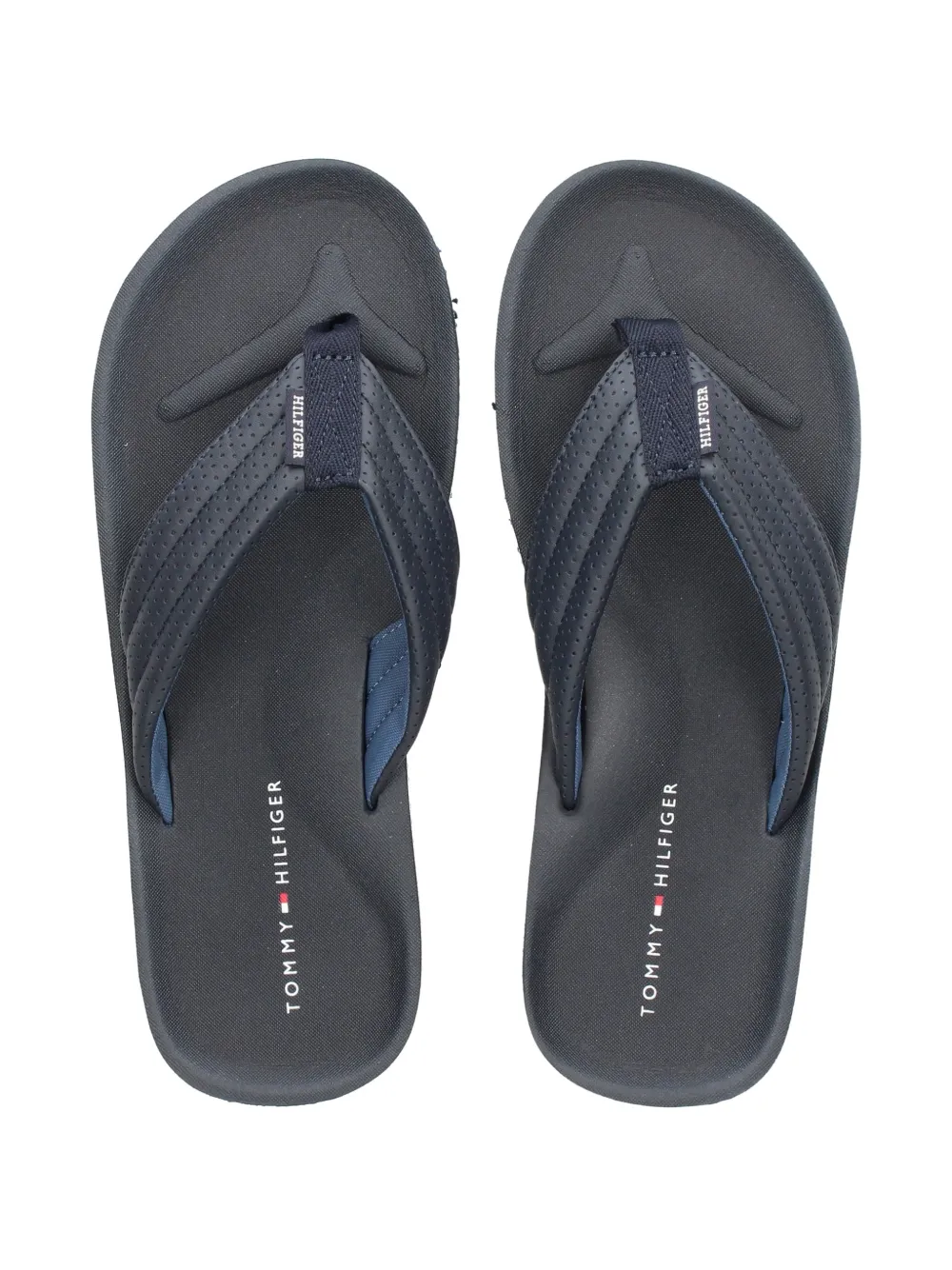 Tommy Hilfiger striped perforated flip-flops Blauw