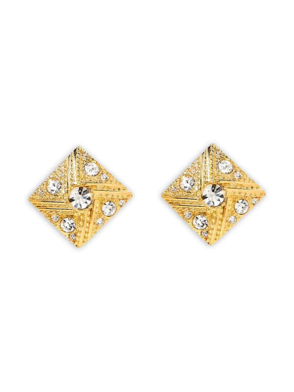 Susan Caplan Vintage 1980s geometric clip-on earrings - Oro