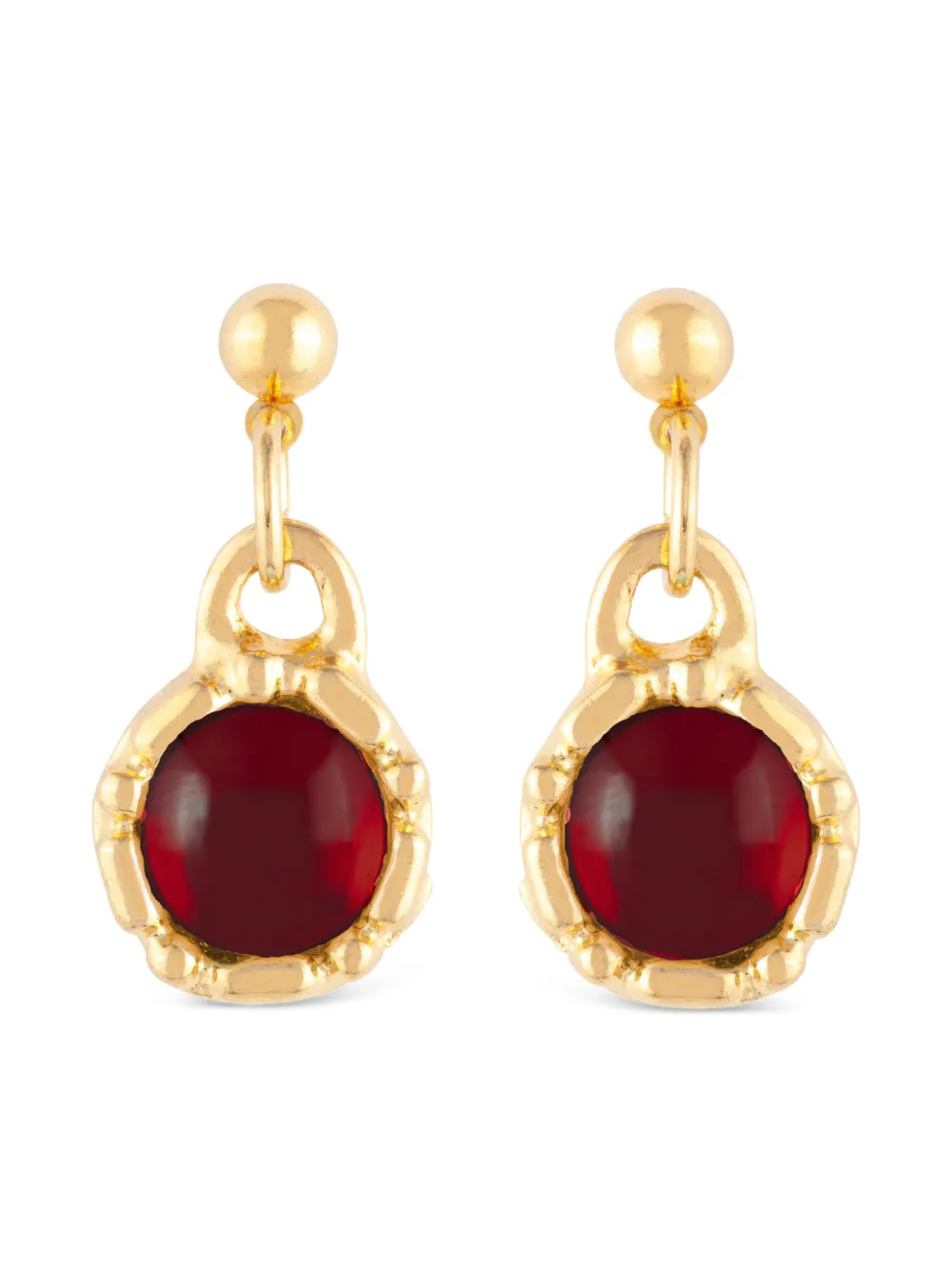 Susan Caplan Vintage 1990s ruby red earrings - Gold