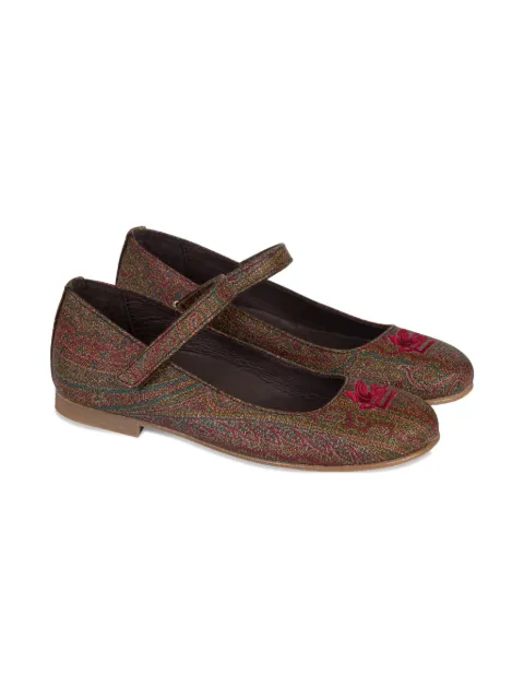 ETRO KIDS logo-embroidered ballet flats