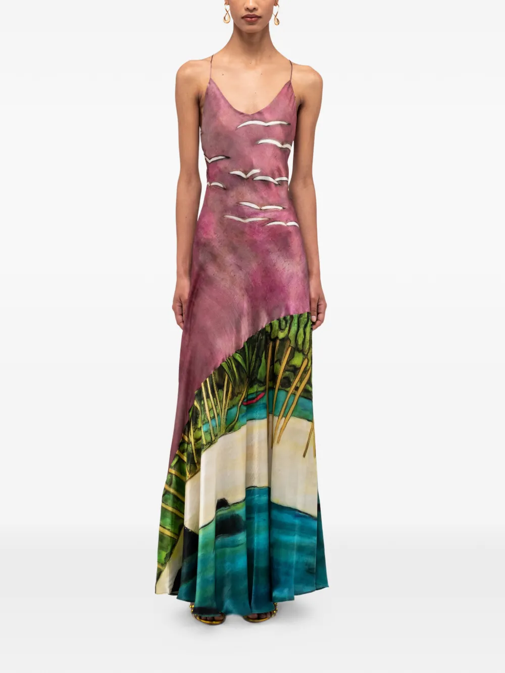 Donde Esteban La Sierra graphic-print maxi dress - Paars