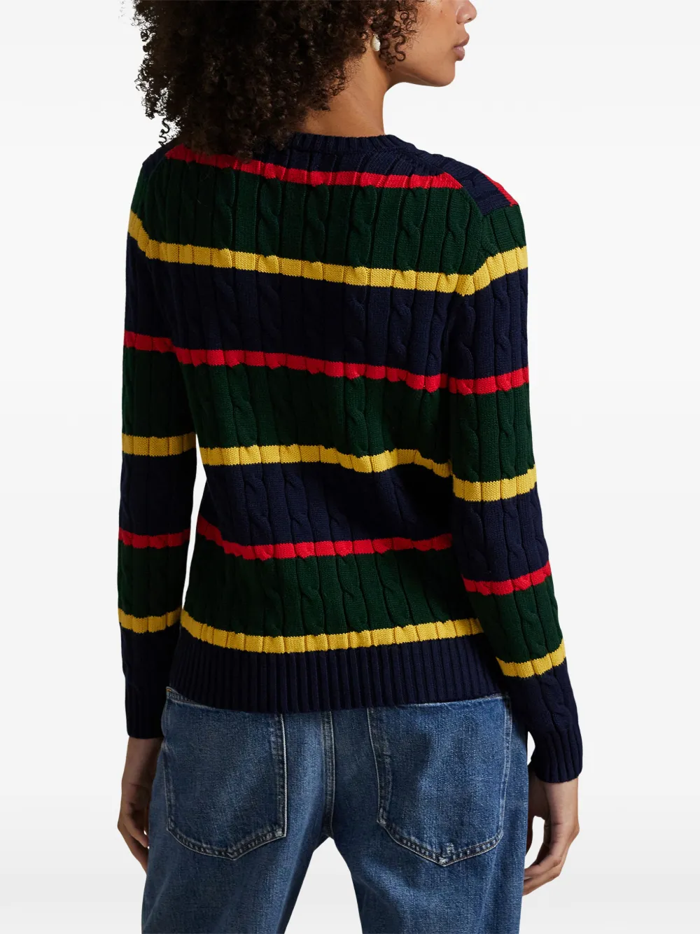Polo Ralph Lauren Gestreepte kabelgebreide trui Blauw