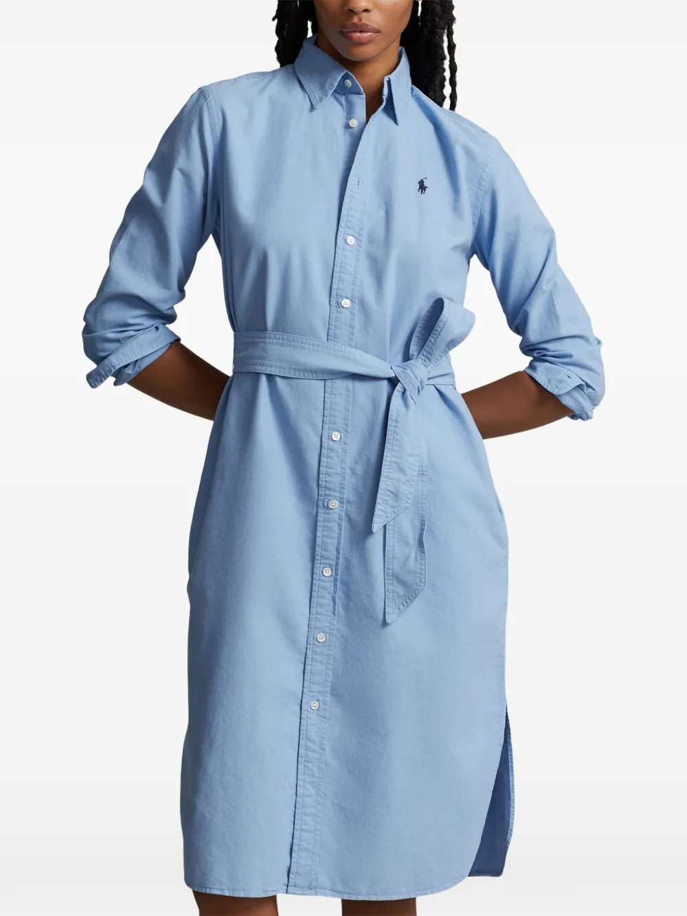 Polo Ralph Lauren Midi-jurk met knopen en ceintuur Blauw