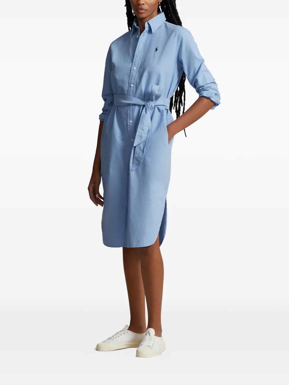 Polo Ralph Lauren Midi-jurk met knopen en ceintuur Blauw