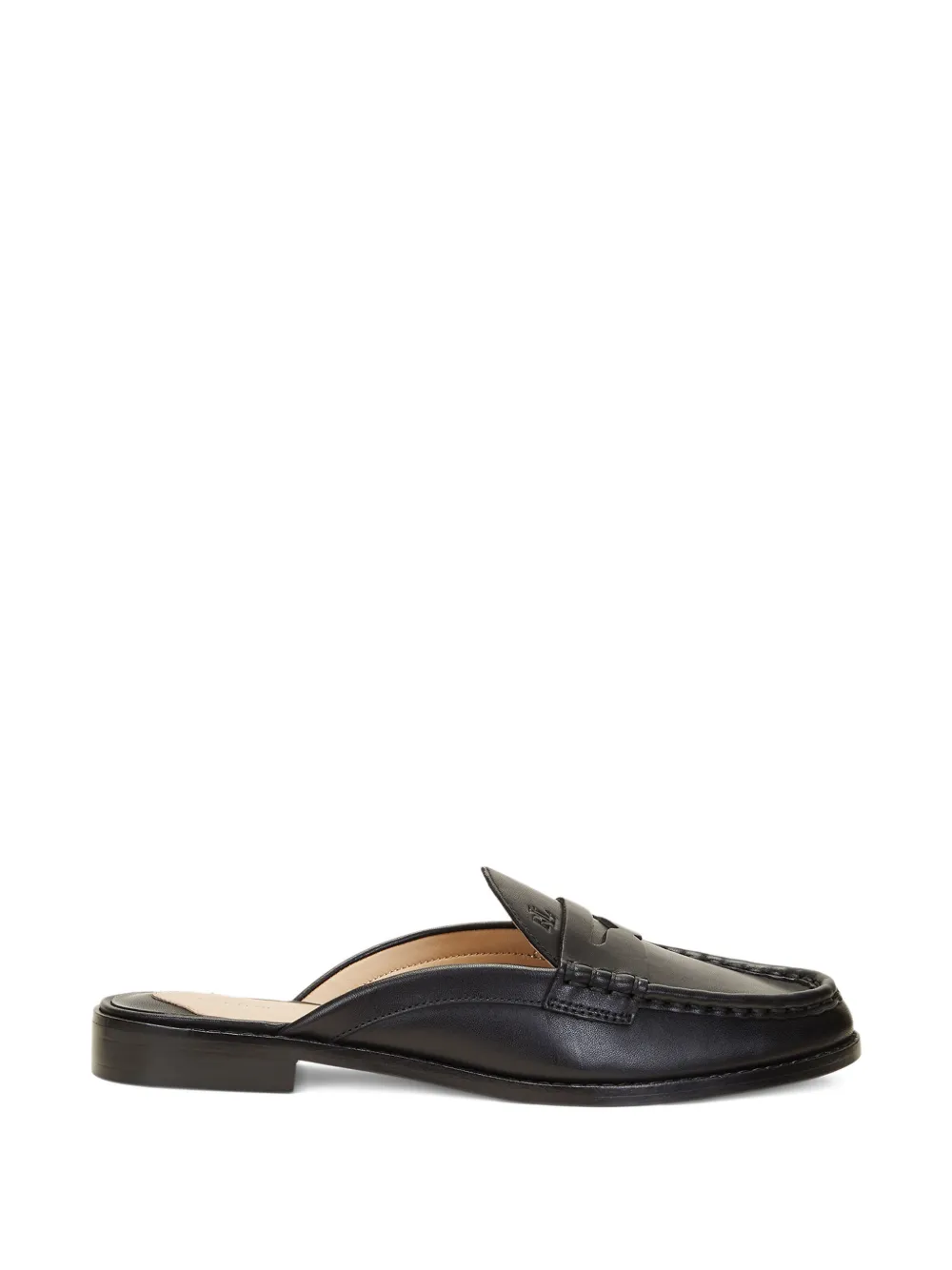 Lauren Ralph Lauren penny-slot leather mules Zwart