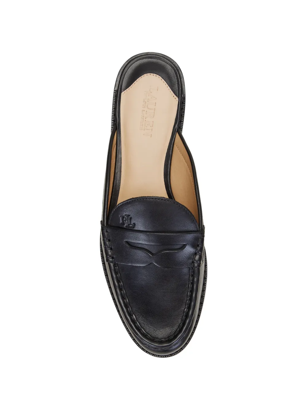 Lauren Ralph Lauren penny-slot leather mules Zwart