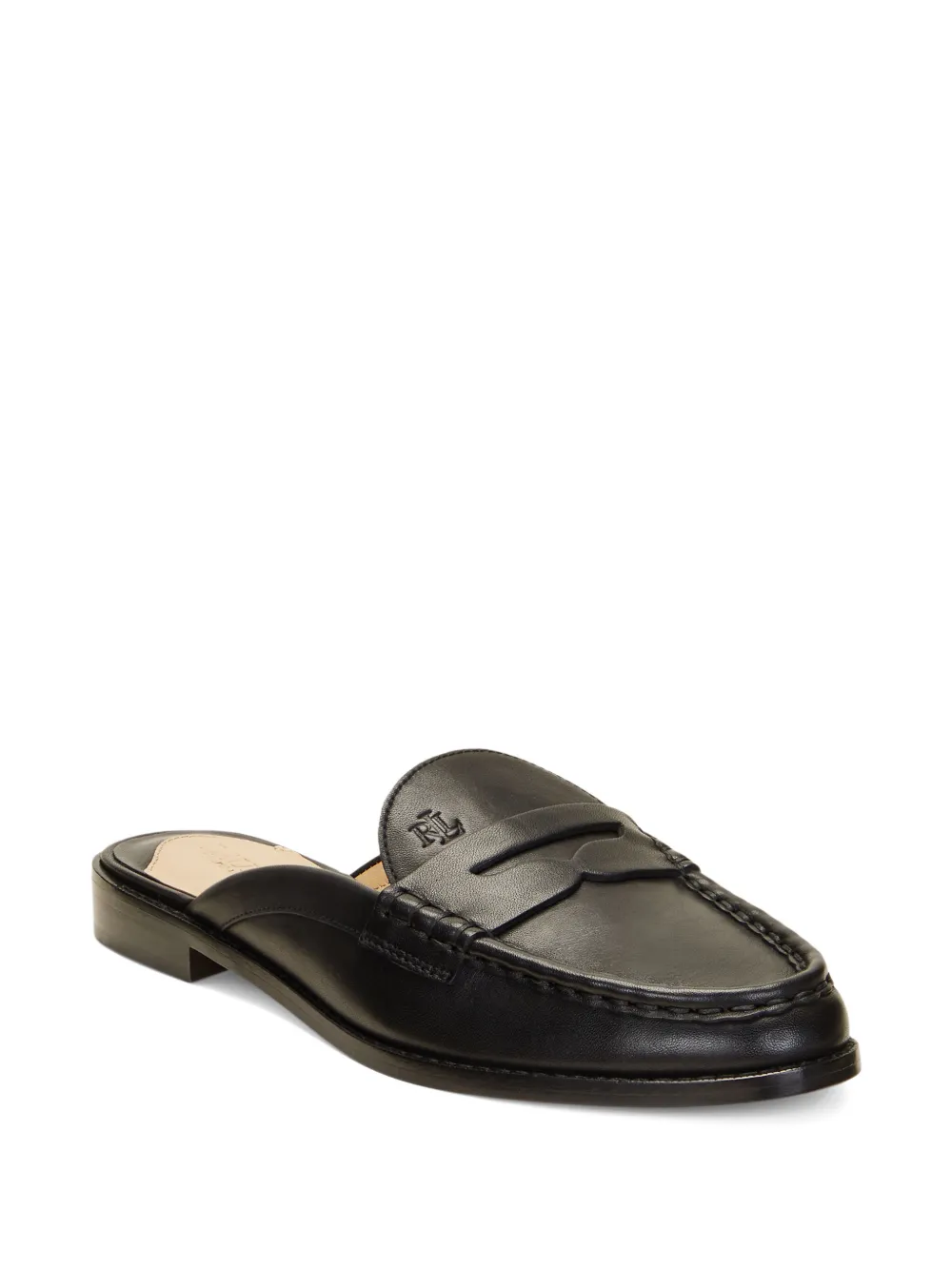 Lauren Ralph Lauren penny-slot leather mules Zwart