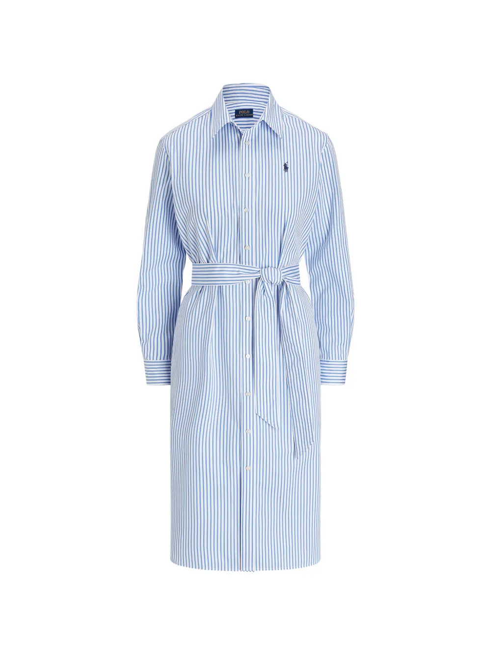 Polo Ralph Lauren striped-pattern belted midi dress - Bianco