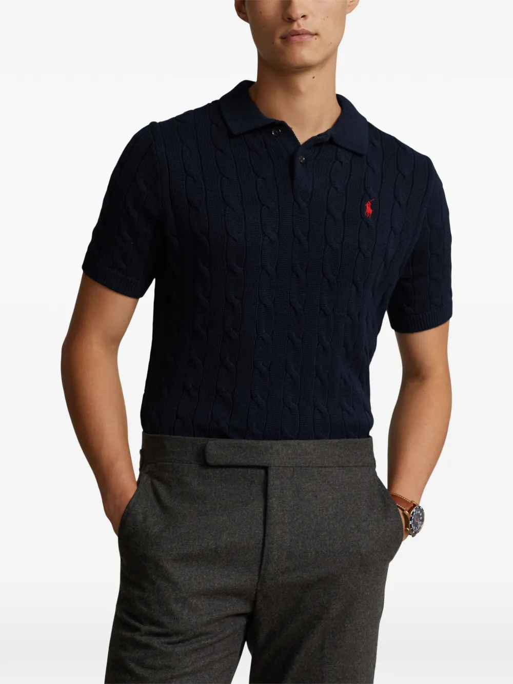 Polo Ralph Lauren Kabelgebreid poloshirt Blauw