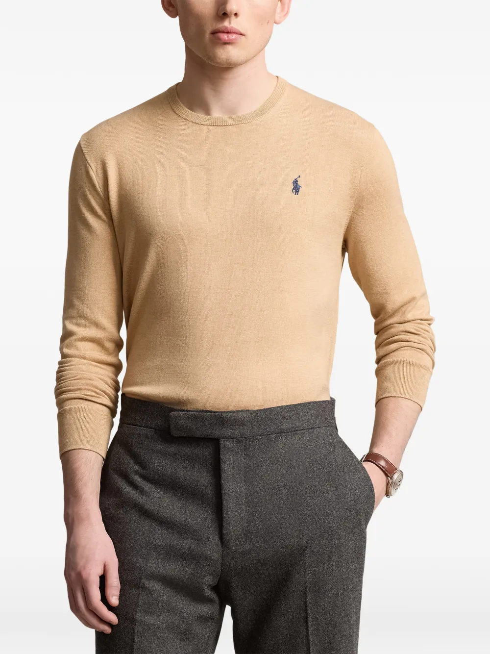 Polo Ralph Lauren Trui met ronde hals en lange mouwen Bruin