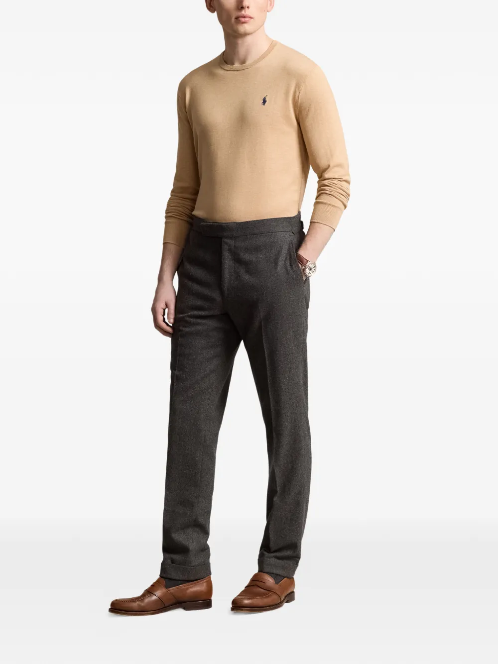 Polo Ralph Lauren Trui met ronde hals en lange mouwen Bruin