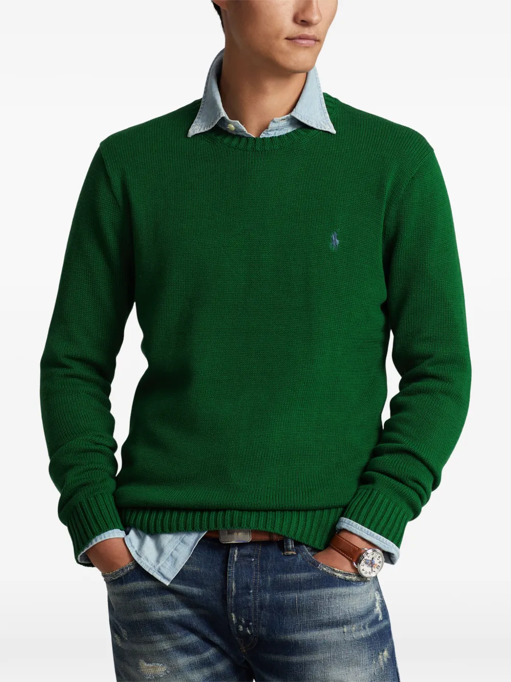 Polo Ralph Lauren Trui met geborduurd logo en ronde hals Groen