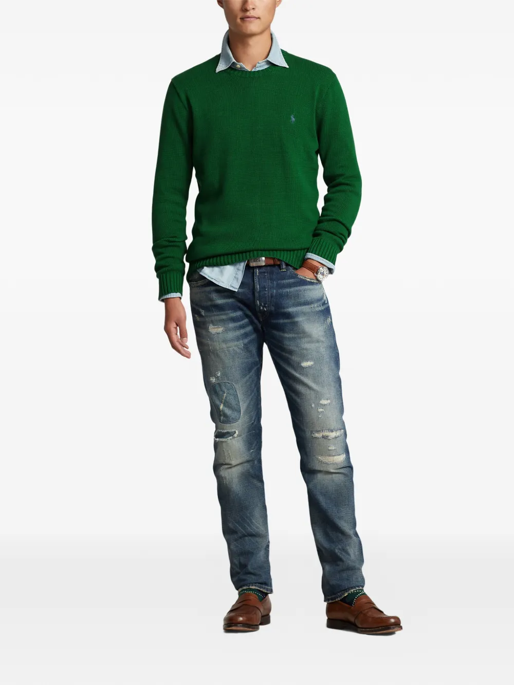 Polo Ralph Lauren Trui met geborduurd logo en ronde hals Groen