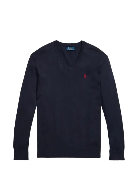 Polo Ralph Lauren suéter con detalle del logo y cuello en V
