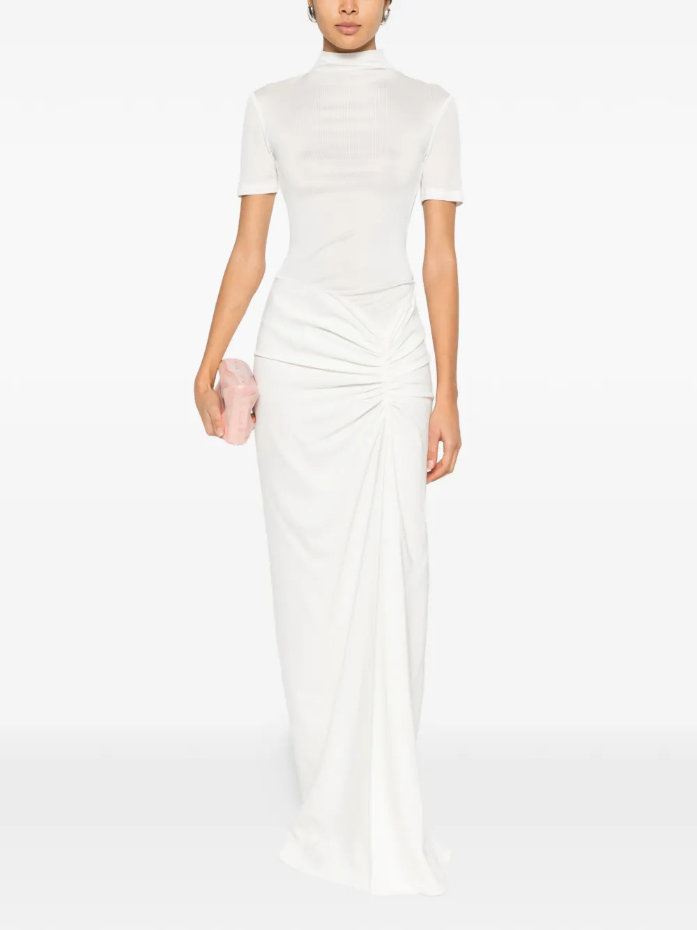 Christopher Esber Fusion draped mock-neck maxi dress - Wit