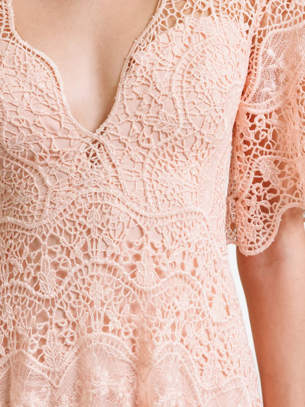 Gemy Maalouf Maxi-jurk met V-hals en kant Roze