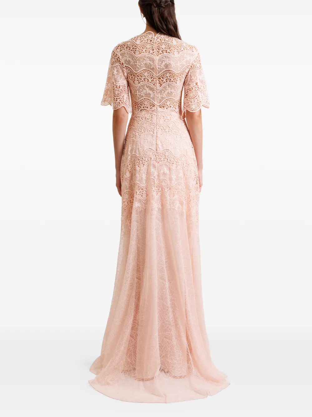 Gemy Maalouf Maxi-jurk met V-hals en kant Roze