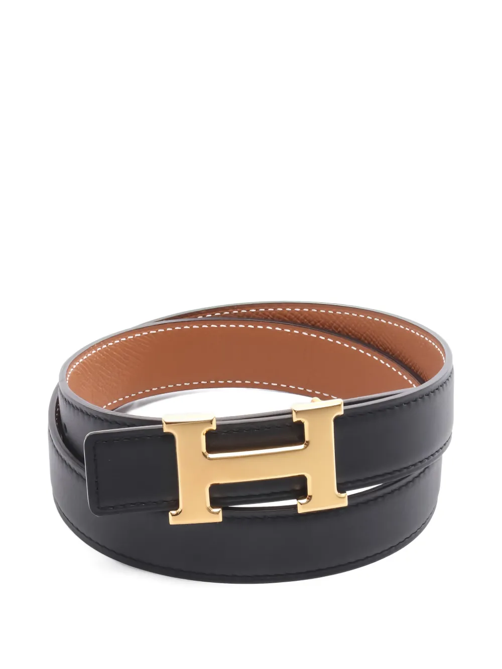 Pre-owned Hermes 2023 Mini Constance H-buckle Reversible Belt In Black