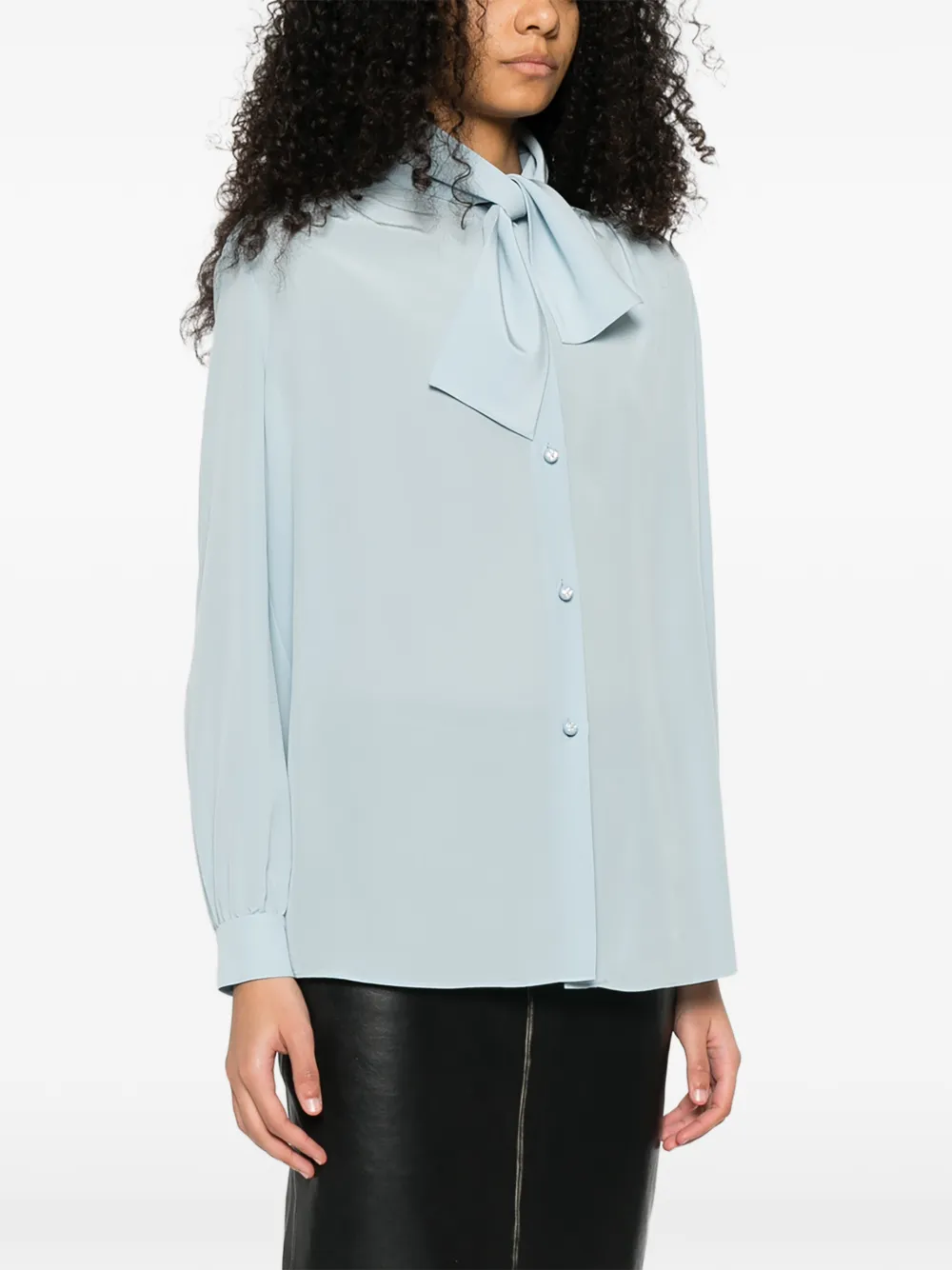 Valentino Garavani Blouse met gestrikte kraag en knopen Blauw