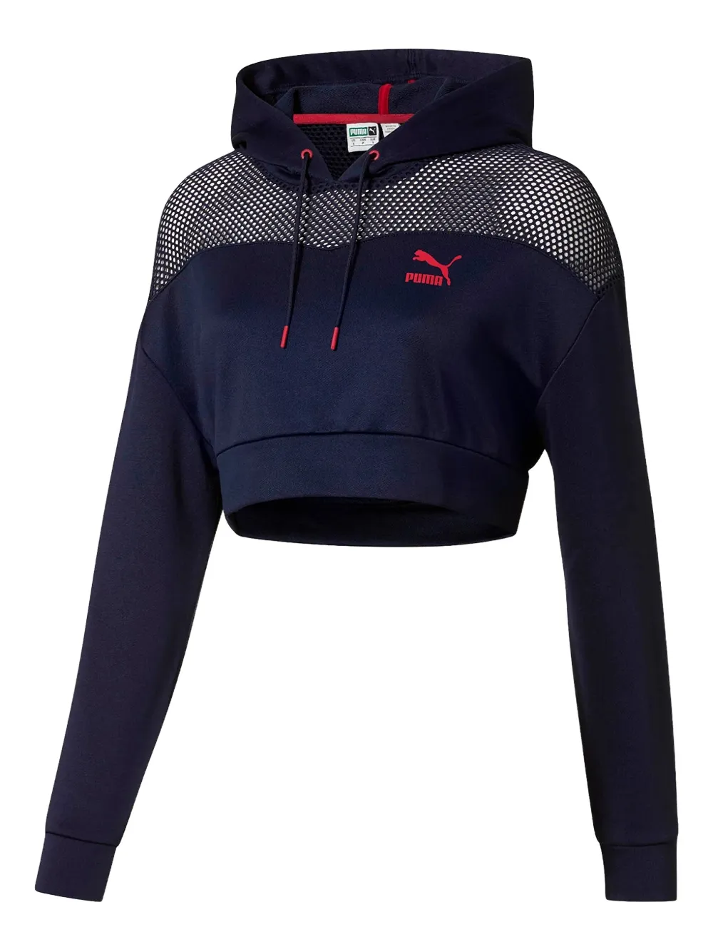 PUMA cropped mesh hoodie sweatshirt - Blu