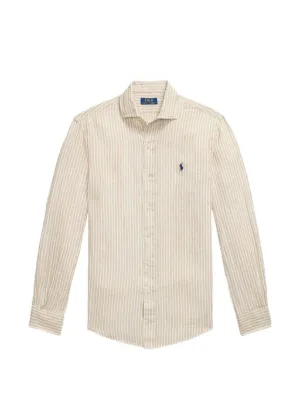 Ralph Lauren Purple Label ストライプ リネンシャツ | ニュートラル
