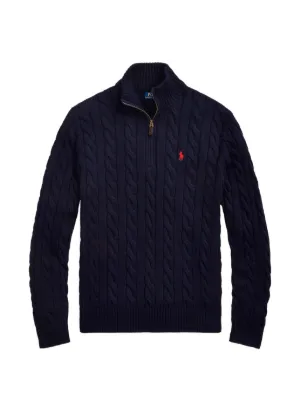 Polo Ralph Lauren ケーブルニット ハーフジップセーター | ブルー