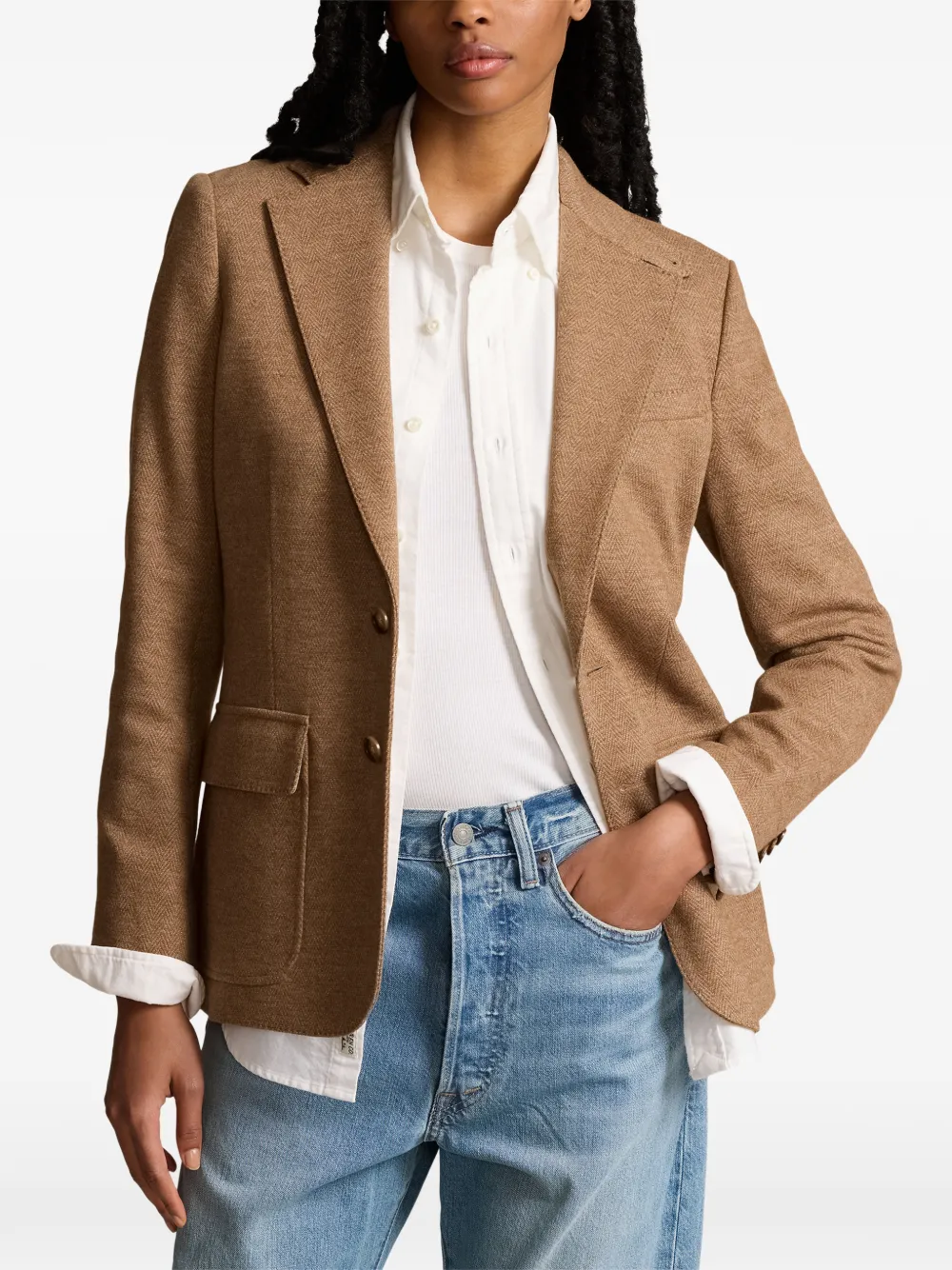 Polo Ralph Lauren Blazer met visgraatpatroon Bruin