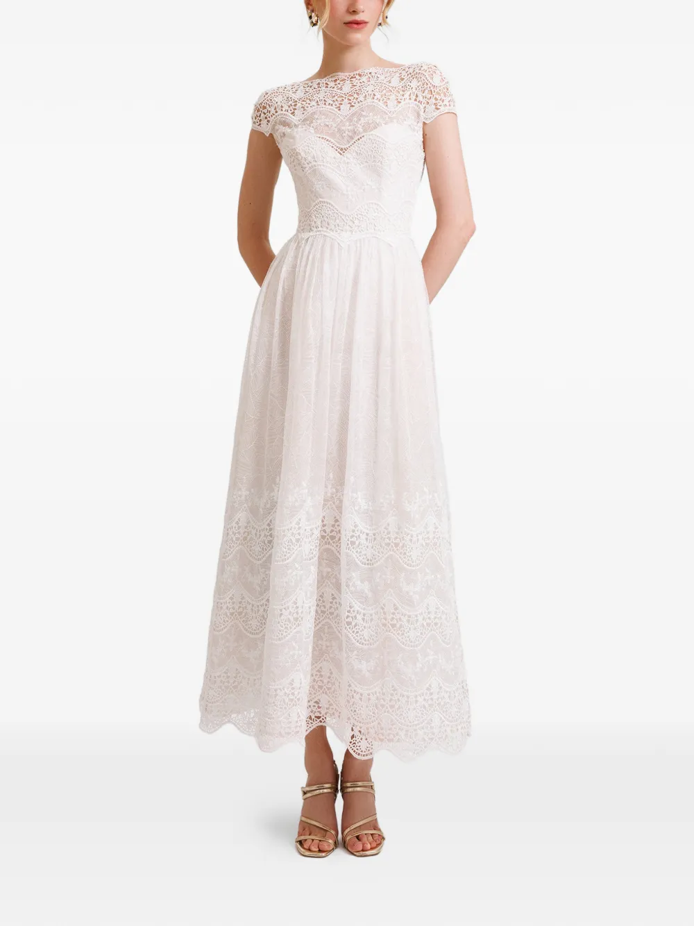 Gemy Maalouf Midi-jurk met kant - Wit