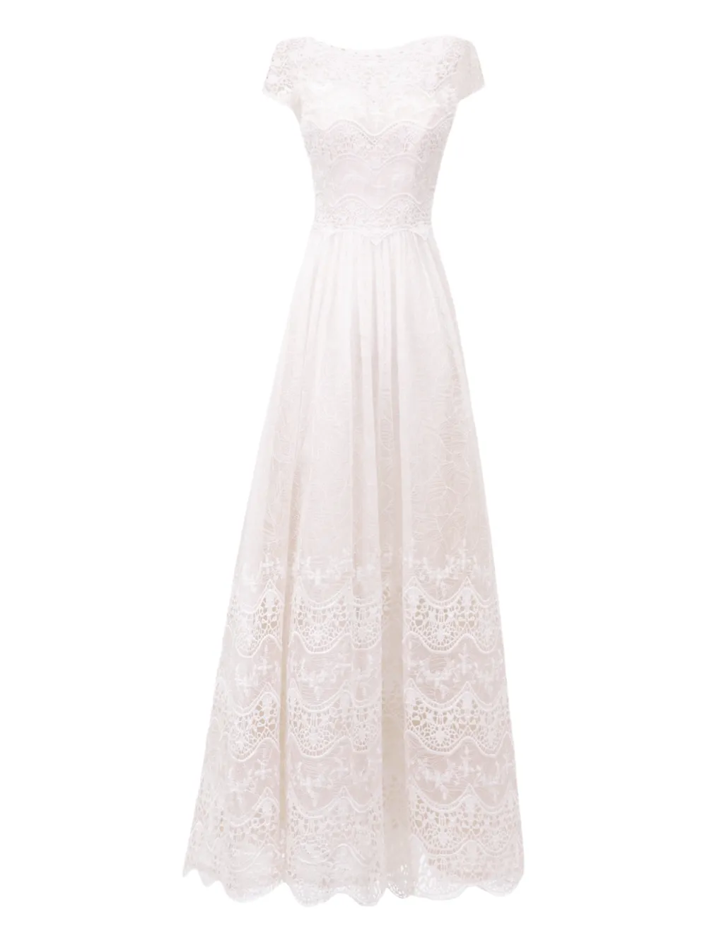 Gemy Maalouf Abito midi in pizzo - Bianco