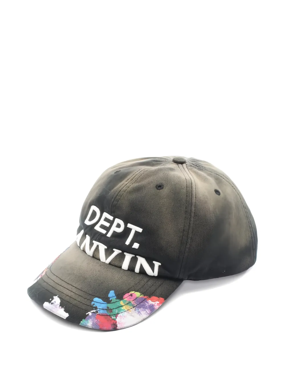 Pre-owned Lanvin X Gallery Dept. 2010s Embroidered-logo Denim Cap In Gray