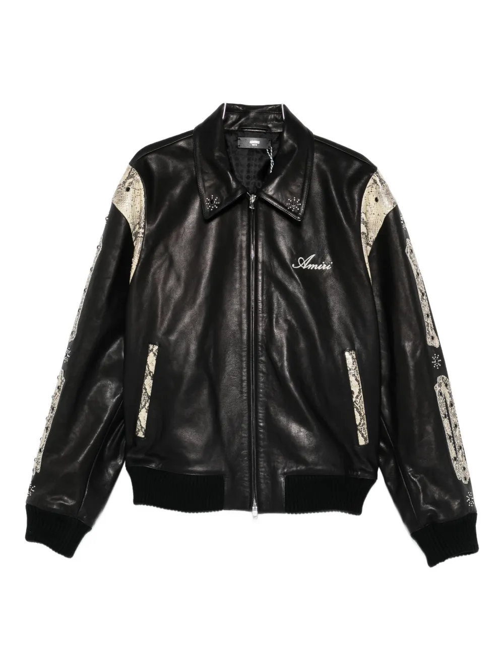 AMIRI snakeskin-print embellished jacket | Black | Image 1