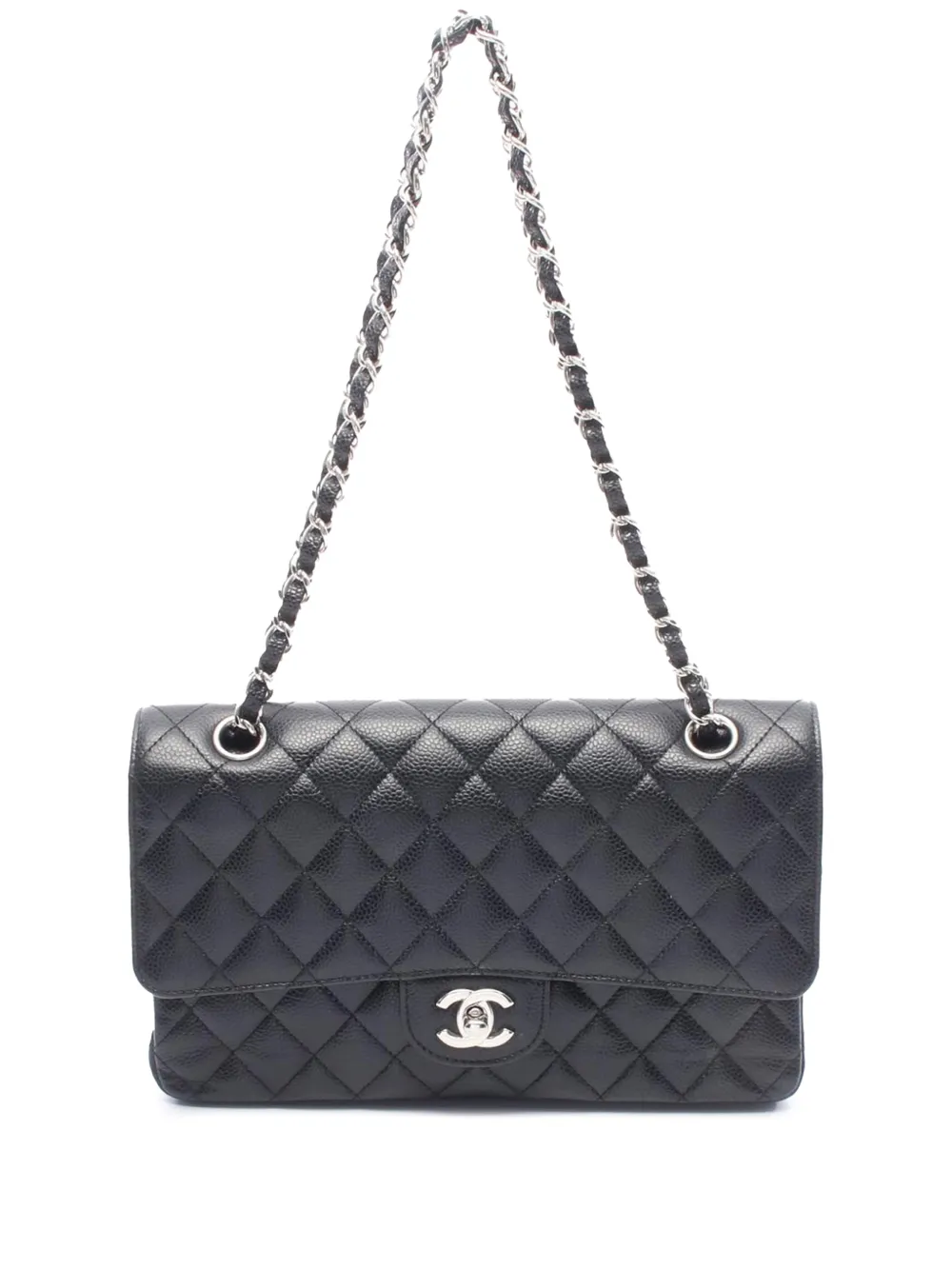 CHANEL Pre-Owned Borsa a spalla Classic Double Flap media in pelle Caviar 2004 - Nero