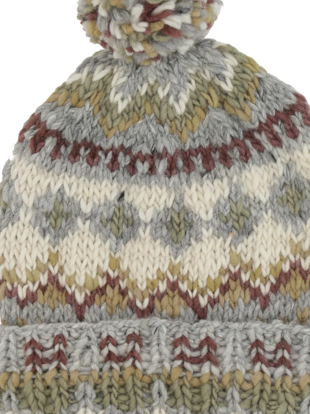  Chamula Fair Isle-pattern Pom-pom Beanie - Grey 