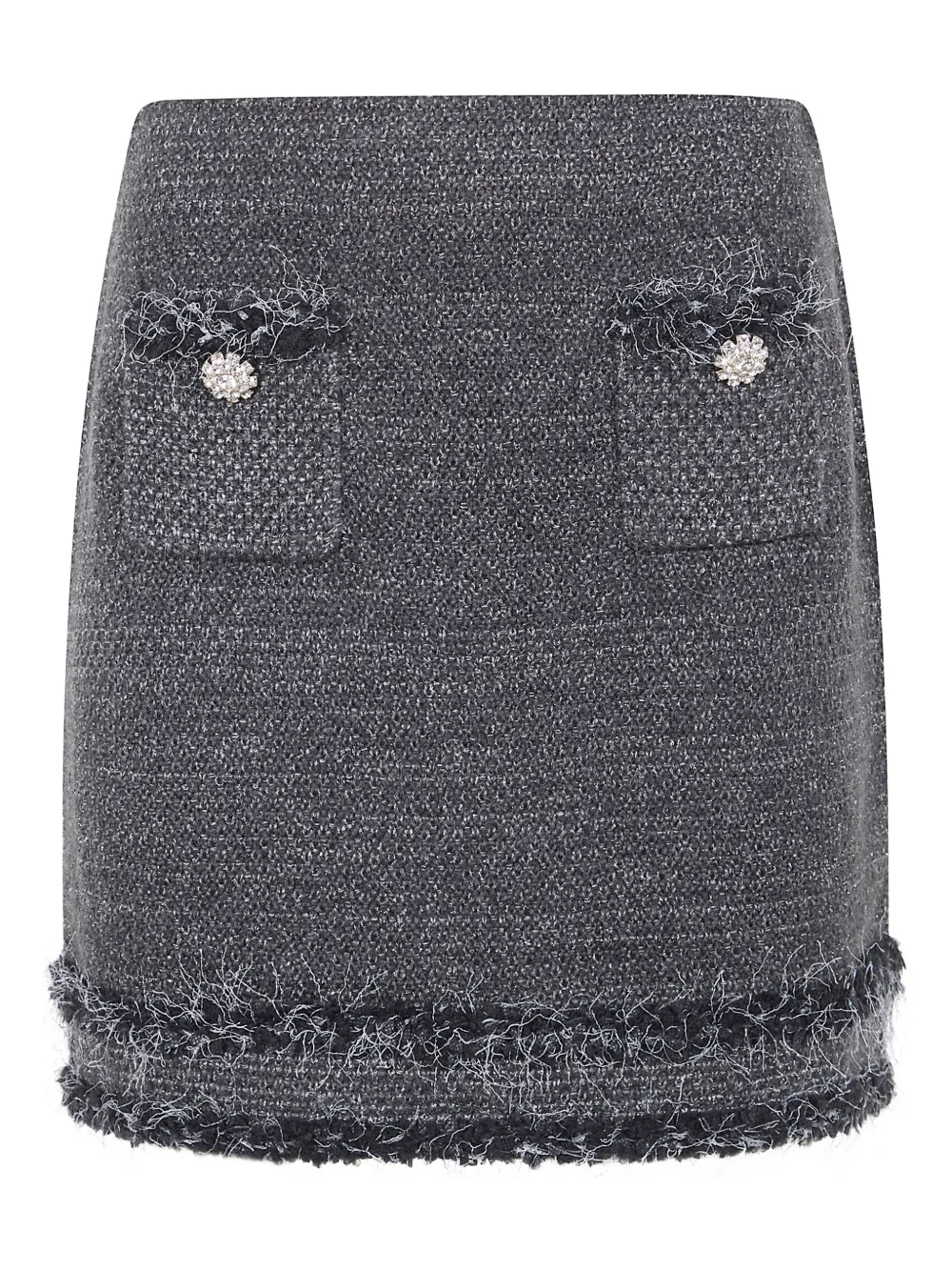 Blugirl Mouliné fringed embellished pocket mini skirt - Grigio