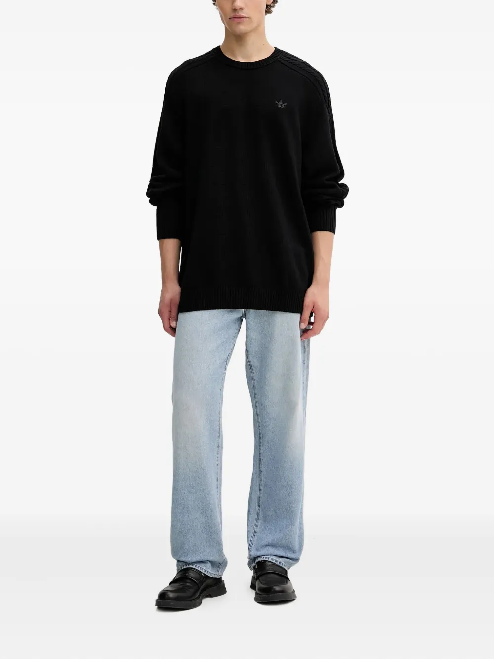 Adidas Kabelgebreide trui met logo - Black