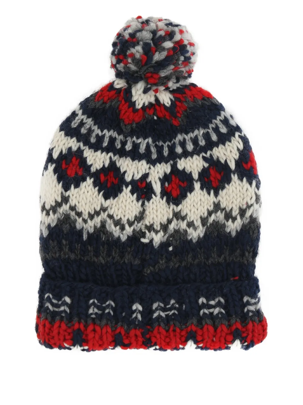 Chamula fair isle-pattern pom-pom beanie | Blue | Image 1
