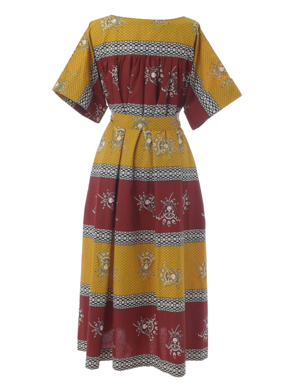 Souleiado print belted midi dress - Geel